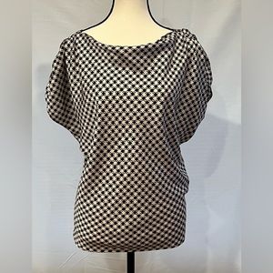 Ann Taylor Black and Cream Houndstooth‎ Blouse